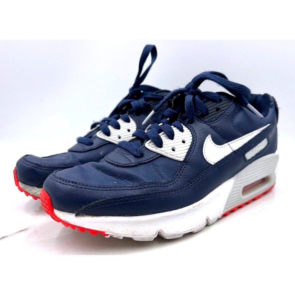 Nike Shoes Womens 7 Air Max 90 GS Blue Leather Red Sneakers